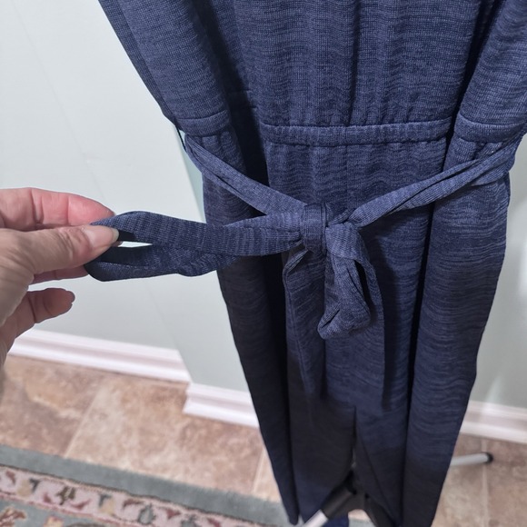 NWT T By Talbots Wide Leg Jumpsuit Women Small Blue V-Neck Pockets Crop Stretch - Picture 4 of 8